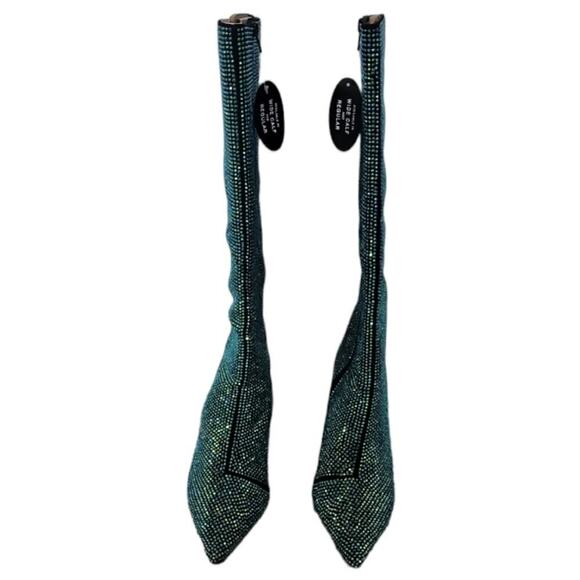 International Concepts Knee High Green Stovepipe Rhinestones Boots Size 8M NWT - Picture 7 of 8